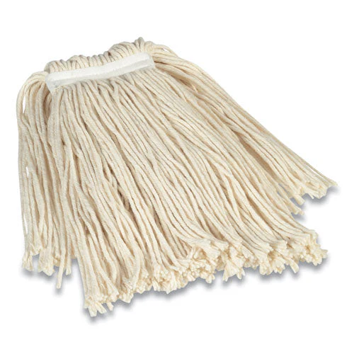 Cut-end Wet Mop Head, Cotton, #24, 1" Headband, White - Image 1