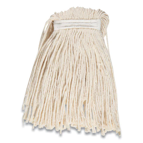 Cut-end Wet Mop Head, Cotton, #16, 1" Headband, White - Image 2