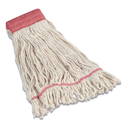 Looped-end Wet Mop Head, Cotton, Large, 5" Headband, White - Image 1