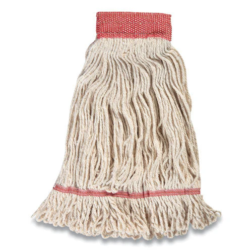 Looped-end Wet Mop Head, Cotton, Large, 5" Headband, White - Image 2