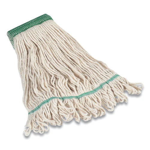Looped-end Wet Mop Head, Cotton, Medium, 5" Headband, White - Image 1