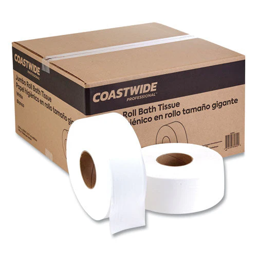 Jumbo 1-ply Toilet Paper, Septic Safe, White, 3.5" X 2,000 Ft, 12 Rolls/carton - Image 1