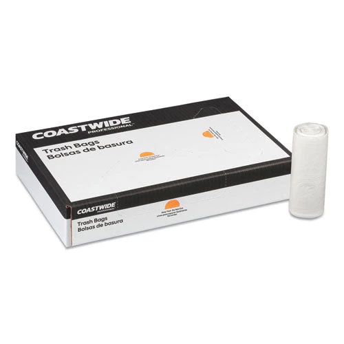 High-density Can Liners, 10 Gal, 8 Mic, 24" X 24", Natural, 50 Bags/roll, 20 Rolls/carton - Image 2