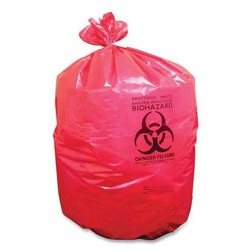 Biohazard Can Liners, 33 Gal, 33 X 39, Red, 150/carton - Image 1