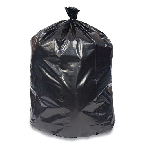 Reprocessed Resin Can Liners, 60 Gal, 1.5 Mil, 38" X 58", Black, 20 Bags/roll, 5 Rolls/carton - Image 1