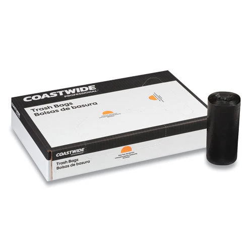 Reprocessed Resin Can Liners, 45 Gal, 1.5 Mil, 40" X 46". Black, 20 Bags/roll, 5 Rolls/carton - Image 2