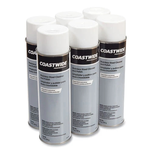 Stainless Steel Cleaner And Polish, Lemon Scent, 15 Oz Aerosol Spray, 6/carton - Image 1
