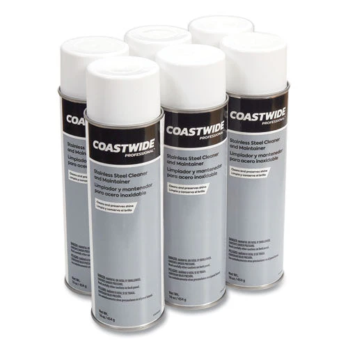 Stainless Steel Cleaner And Maintainer, Fresh And Clean, 16 Oz Aerosol Spray, 6/carton - Image 1