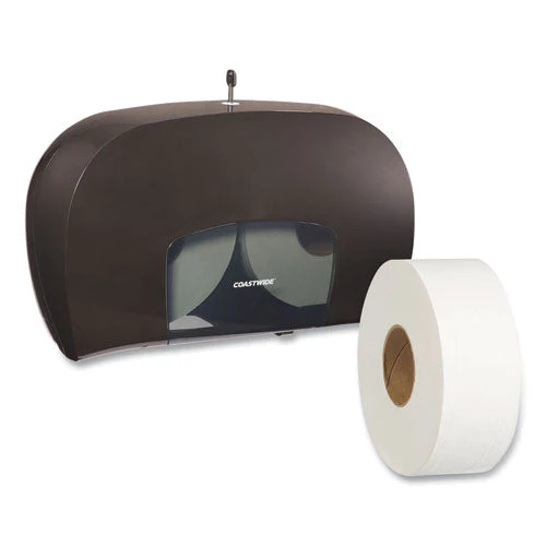 Twin Jumbo Roll Toilet Paper Dispenser, 20.13 X 6.06, Black - Image 1