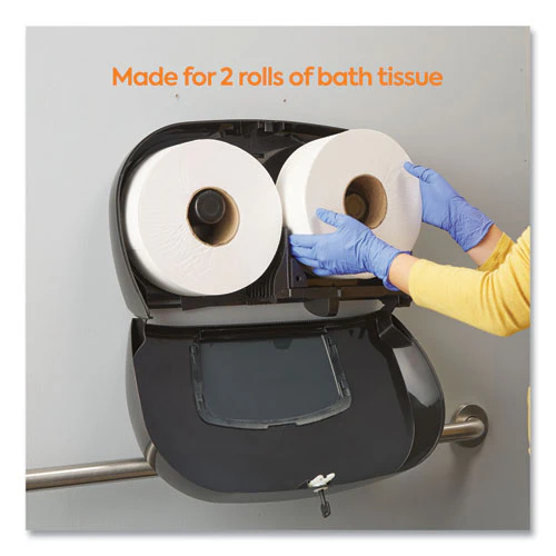 Twin Jumbo Roll Toilet Paper Dispenser, 20.13 X 6.06, Black - Image 2