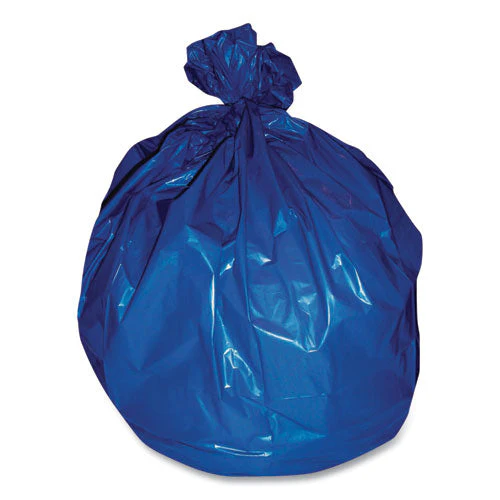 High-density Can Liners, 45 Gal, 16 To 20 Mic, 40" X 48", Blue, 25 Bags/roll, 8 Rolls/carton - Image 1
