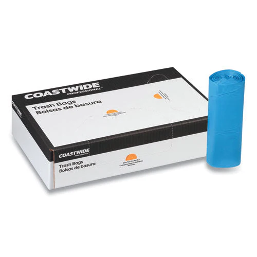 High-density Can Liners, 45 Gal, 16 To 20 Mic, 40" X 48", Blue, 25 Bags/roll, 8 Rolls/carton - Image 2