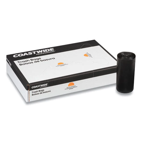 High-density Can Liners, 33 Gal, 22 Mic, 33" X 40", Black, 25 Bags/roll, 8 Rolls/carton - Image 2