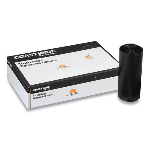 High-density Can Liners, 60 Gal, 22 Mic, 38" X 60", Black, 25 Bags/roll, 6 Rolls/carton - Image 2