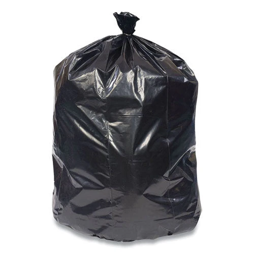 High-density Can Liners, 45 Gal, 22 Mic, 40" X 48", Black, 25 Bags/roll, 6 Rolls/carton - Image 1