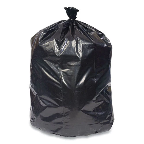 Linear Low-density Can Liners, 56 Gal, 0.95 Mil, 43" X 48", Black, 100/carton - Image 1