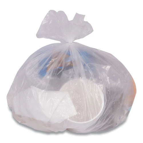 High-density Can Liners, 10 Gal, 6 Mic, 24" X 24", Clear, 50 Bags/roll, 20 Rolls/carton - Image 1