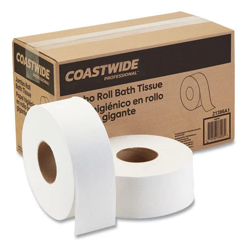 Recycled 2-ply Jumbo Toilet Paper, Septic Safe, White, 3.55" X 1,000 Ft, 6 Rolls/carton - Image 1