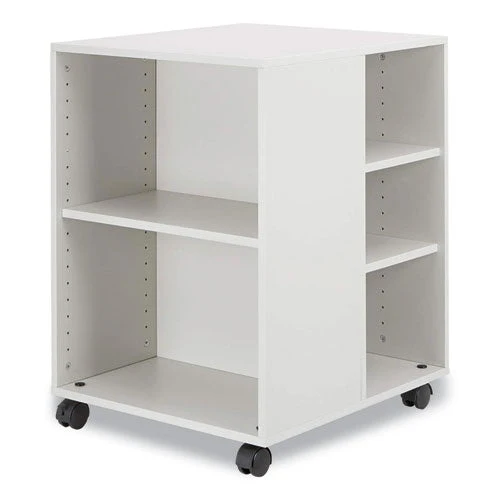 Flexible Multi-functional Cart For Office Storage, Wood, 6 Shelves, 20.79 X 23.31 X 29.45, White - Image 1