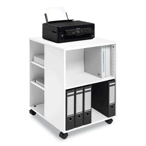 Flexible Multi-functional Cart For Office Storage, Wood, 6 Shelves, 20.79 X 23.31 X 29.45, White - Image 3