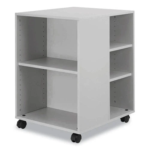 Flexible Multi-functional Cart For Office Storage, Wood, 6 Shelves, 20.79 X 23.31 X 29.45, Gray - Image 1