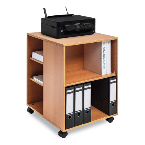 Flexible Multi-functional Cart For Office Storage, Wood, 6 Shelves, 20.79 X 23.31 X 29.45, Beech - Image 2