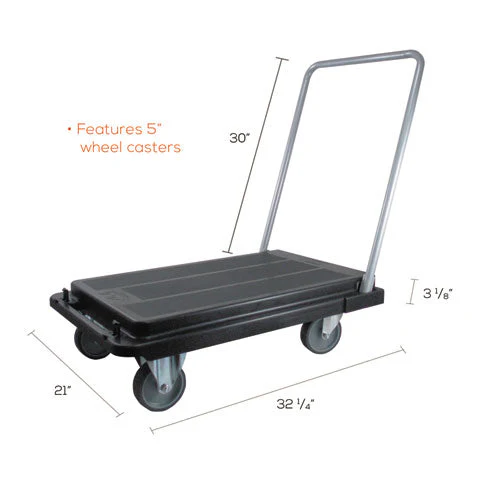 Heavy-duty Platform Cart, 300 Lb Capacity, 21 X 32.5 X 37.5, Black - Image 2
