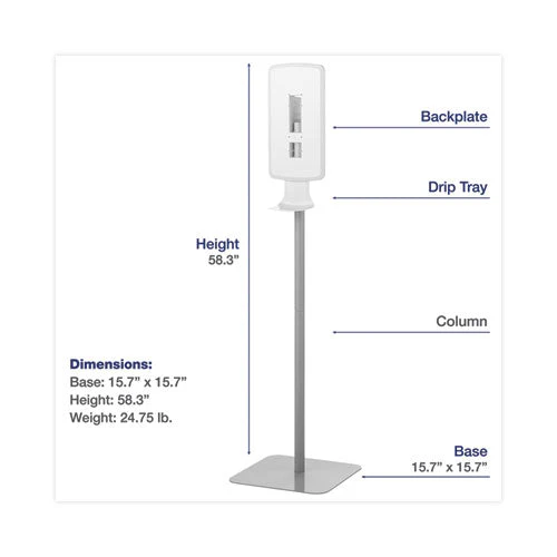 Fit Touch Free Dispenser Floor Stand, 15.7 X 15.7 X 58.3, White - Image 1
