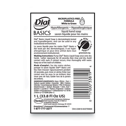 Basics Mp Free Liquid Hand Soap, Unscented, 1 L Refill Bottle, 8/carton - Image 3