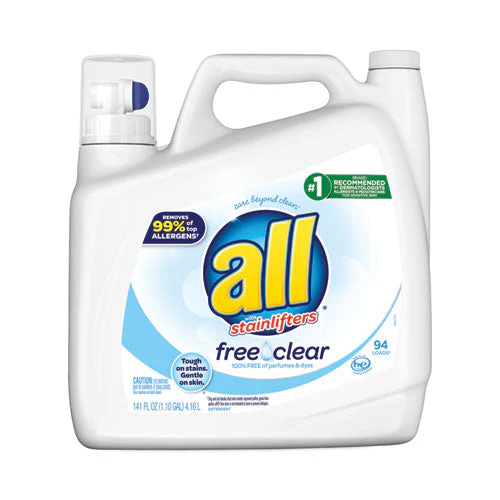 Ultra Free Clear Liquid Detergent, Unscented, 141 Oz Bottle, 4/carton - Image 1