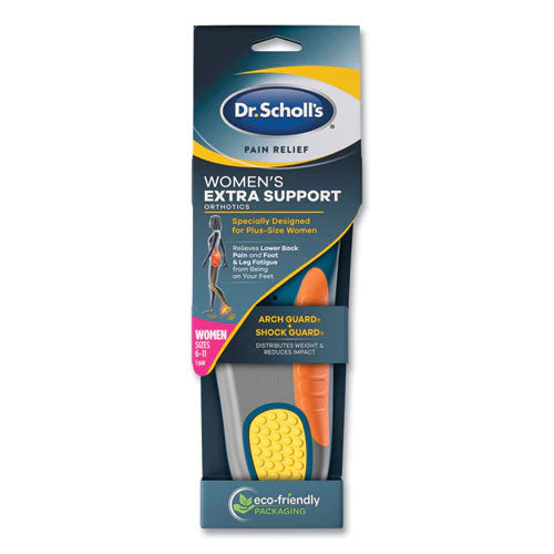 Pain Relief Extra Support Orthotic Insoles, Women Sizes 6 To 11, Gray/blue/orange/yellow, Pair - Image 1