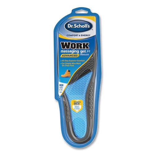 Comfort And Energy Work Massaging Gel Insoles, Men Sizes 8 To 14, Black/blue, Pair - Image 1