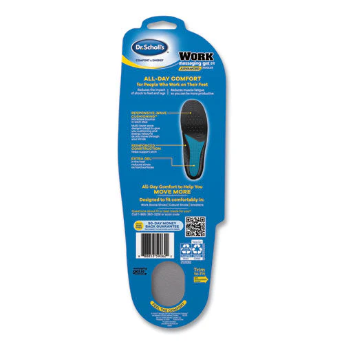Comfort And Energy Work Massaging Gel Insoles, Men Sizes 8 To 14, Black/blue, Pair - Image 3
