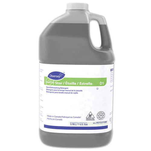 Suma Star D1 Hand Dishwashing Detergent, Unscented, 1 Gal Bottle, 4/carton - Image 1