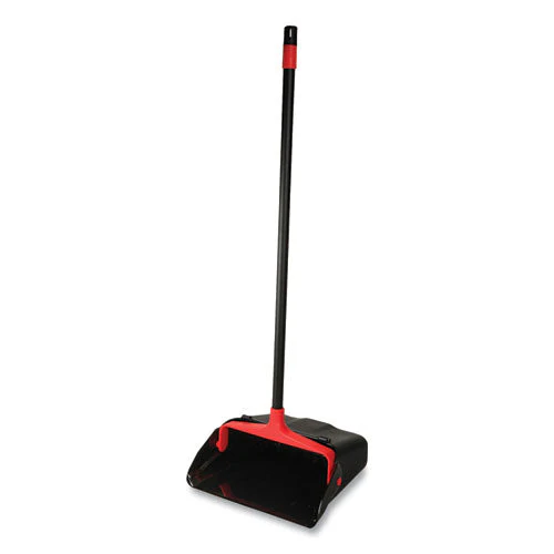 Maxi-plus Lobby Dust Pan With Rear Wheels, 13 X 35, 30" Handle, Plastic, Black, 6/carton - Image 1