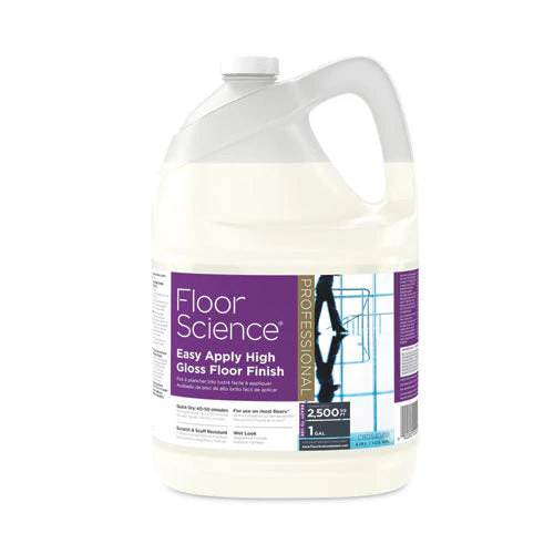 Floor Science Premium High Gloss Floor Finish, Clear Scent, 1 Gal Container,4/ct - Image 1