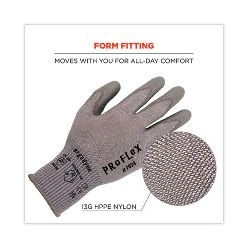 Proflex 7024 Ansi A2 Pu Coated Cr Gloves, Gray, Large, Pair, Ships In 1-3 Business Days - Image 2