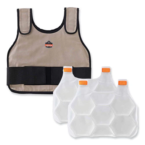 Chill-its 6230 Standard Phase Change Cooling Vest With Packs, Cotton, Small/medium, Khaki, Ships In 1-3 Business Days - Image 2
