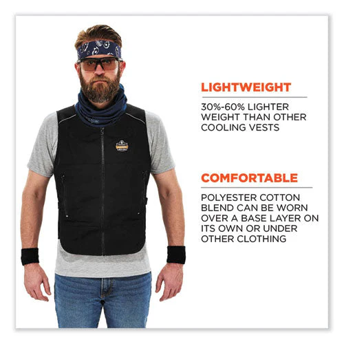 Chill-its 6260 Lightweight Phase Change Cooling Vest W/ Packs, Cotton/polyester, Small/med, Black, Ships In 1-3 Business Days - Image 3