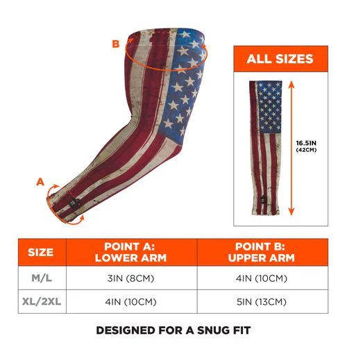 Chill-its 6695 Sun Protection Arm Sleeves, Polyester/spandex, Medium/large, American Flag, Ships In 1-3 Business Days - Image 3