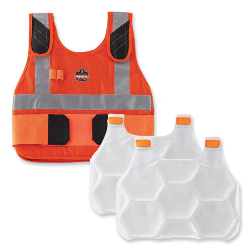 Chill-its 6215 Premium Fr Phase Change Cooling Vest W/packs, Modacrylic Cotton, Large/xl, Orange, Ships In 1-3 Business Days - Image 3