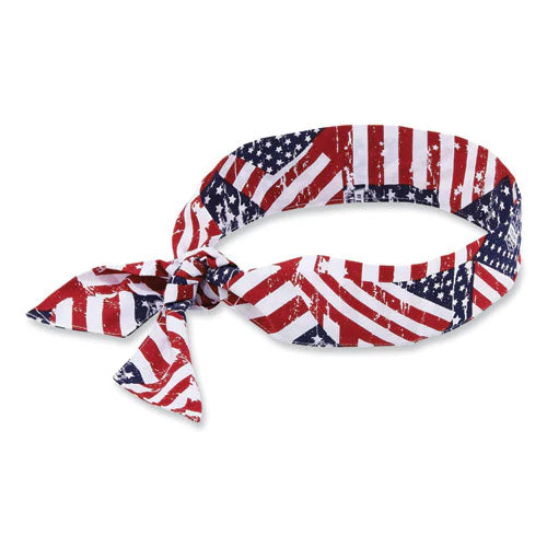 Chill-its 6700 Cooling Bandana Polymer Tie Headband, One Size Fits Most, Stars And Stripes, Ships In 1-3 Business Days - Image 1