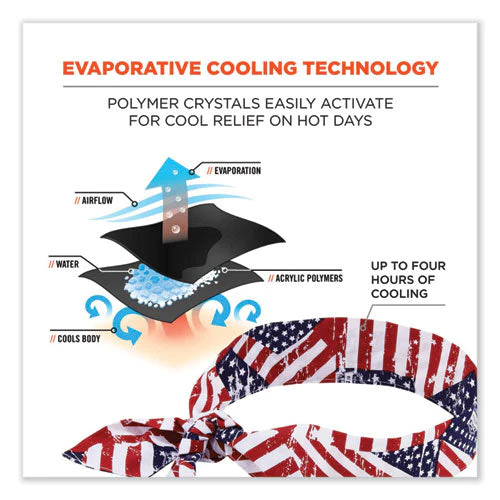 Chill-its 6700 Cooling Bandana Polymer Tie Headband, One Size Fits Most, Stars And Stripes, Ships In 1-3 Business Days - Image 3