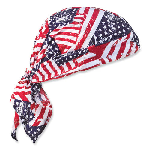Chill-its 6710 Cooling Embedded Polymers Tie Bandana Triangle Hat, One Size, Stars And Stripes, Ships In 1-3 Business Days - Image 1