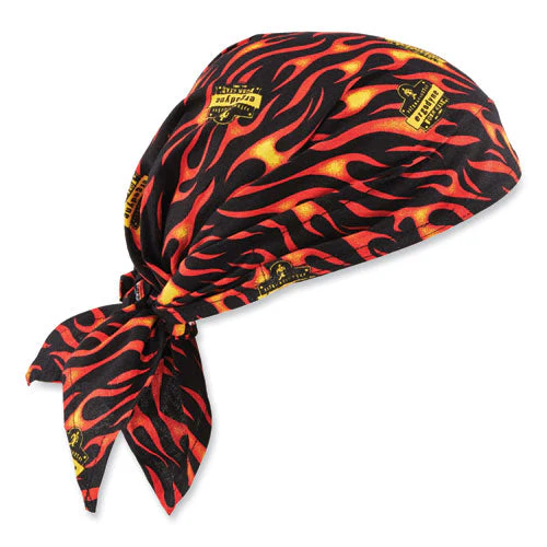 Chill-its 6710 Cooling Embedded Polymers Tie Bandana Triangle Hat, One Size Fits Most, Flames, Ships In 1-3 Business Days - Image 1