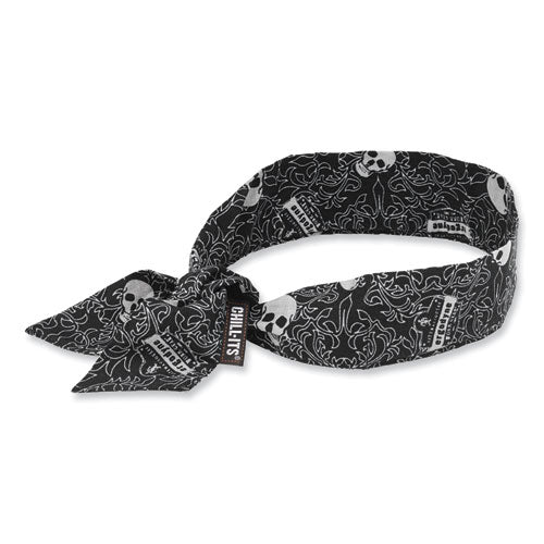 Chill-its 6700 Cooling Bandana Polymer Tie Headband, One Size Fits Most, Skulls, Ships In 1-3 Business Days - Image 1