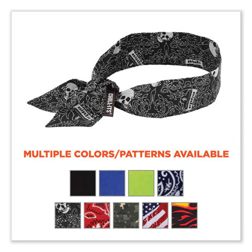 Chill-its 6700 Cooling Bandana Polymer Tie Headband, One Size Fits Most, Skulls, Ships In 1-3 Business Days - Image 3