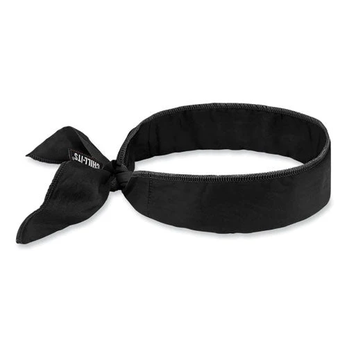 Chill-its 6702 Cooling Embedded Polymers Tie Bandana, One Size Fits Most, Black, Ships In 1-3 Business Days - Image 1