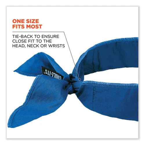 Chill-its 6702 Cooling Embedded Polymers Tie Bandana, One Size Fits Most, Solid Blue, Ships In 1-3 Business Days - Image 2
