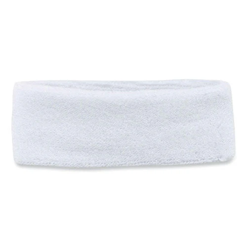 Chill-its 6550 Head Terry Cloth Sweatband, Cotton Terry, One Size Fits Most, White, Ships In 1-3 Business Days - Image 1